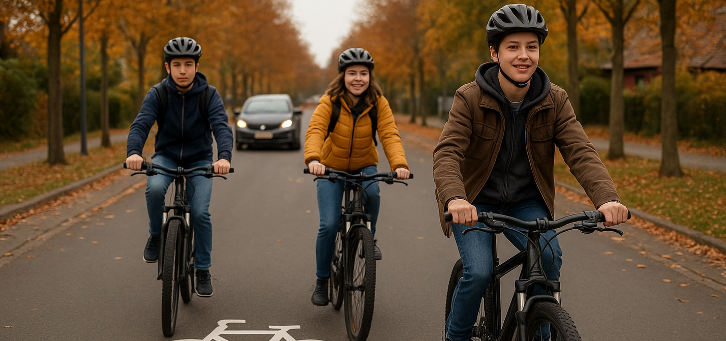 Symbolbild: Jugendliche auf einer Fahrradstraße