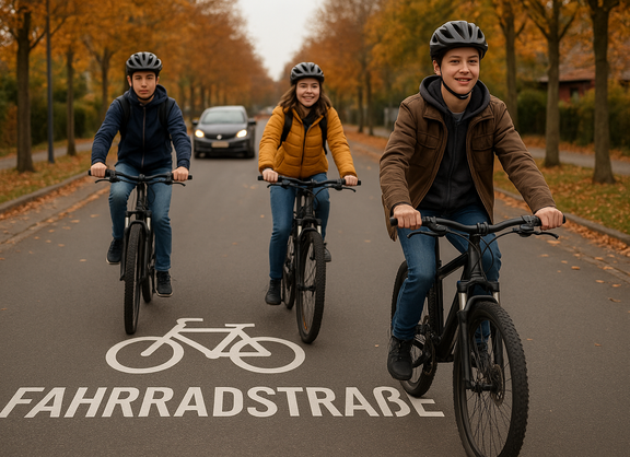 Symbolbild: Jugendliche auf einer Fahrradstraße Symbolbild: Jugendliche auf einer Fahrradstraße