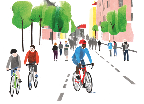 Illustration InnoRAD Autofreie Straßen Illustration InnoRAD Autofreie Straßen